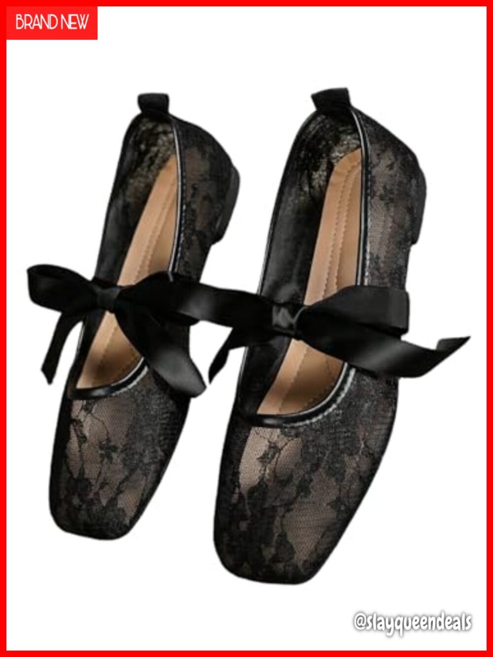 Floral Lace Mesh Ballet Flats Comfortable Dressy Closed Toe Bow Dress Shoes